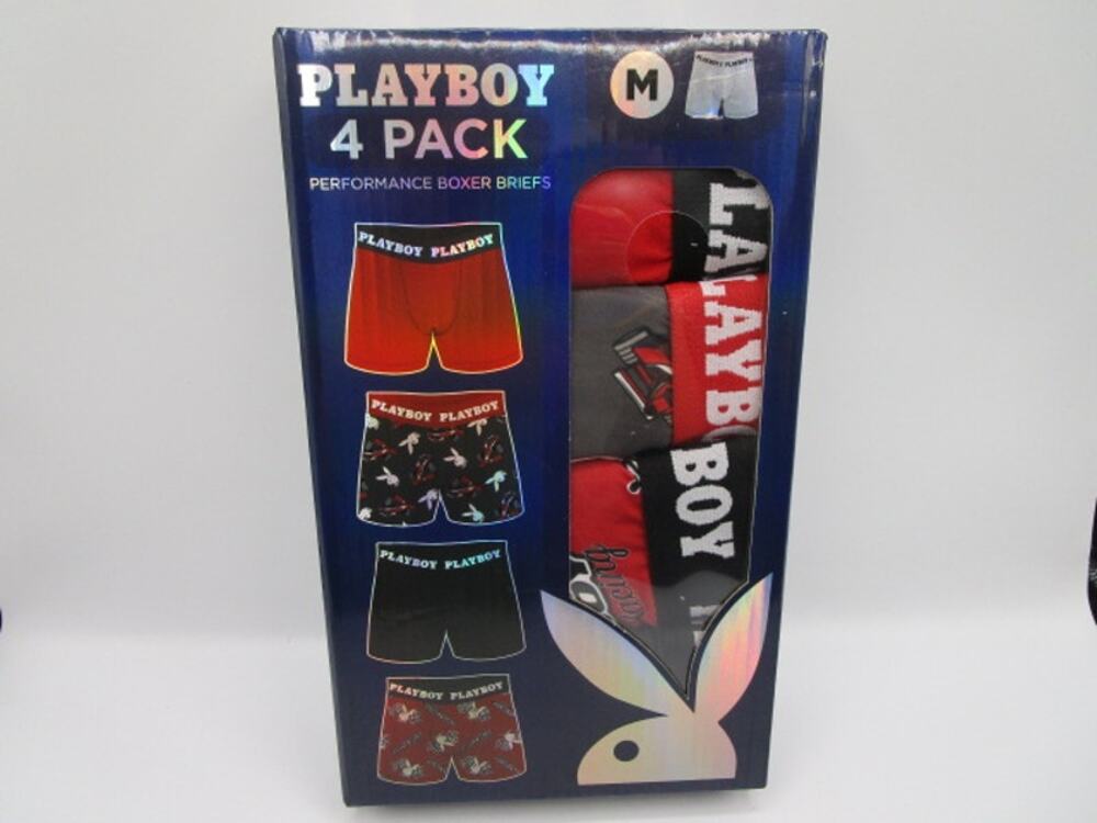 Playboy 4 Pack Performance Moisture Wicking Red Black Men's Medium Boxer Briefs